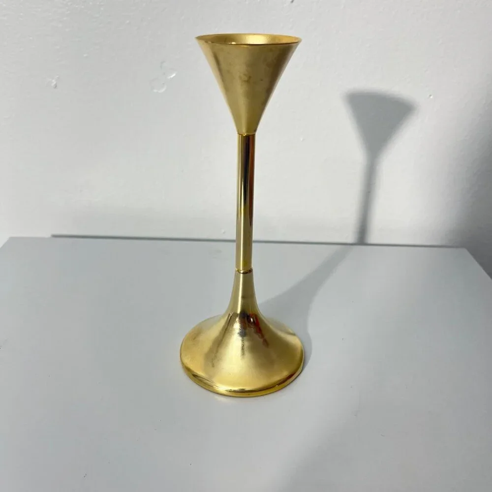 Vintage Lefton Exclusive Funnel  Brass Candlestick‎ Holder